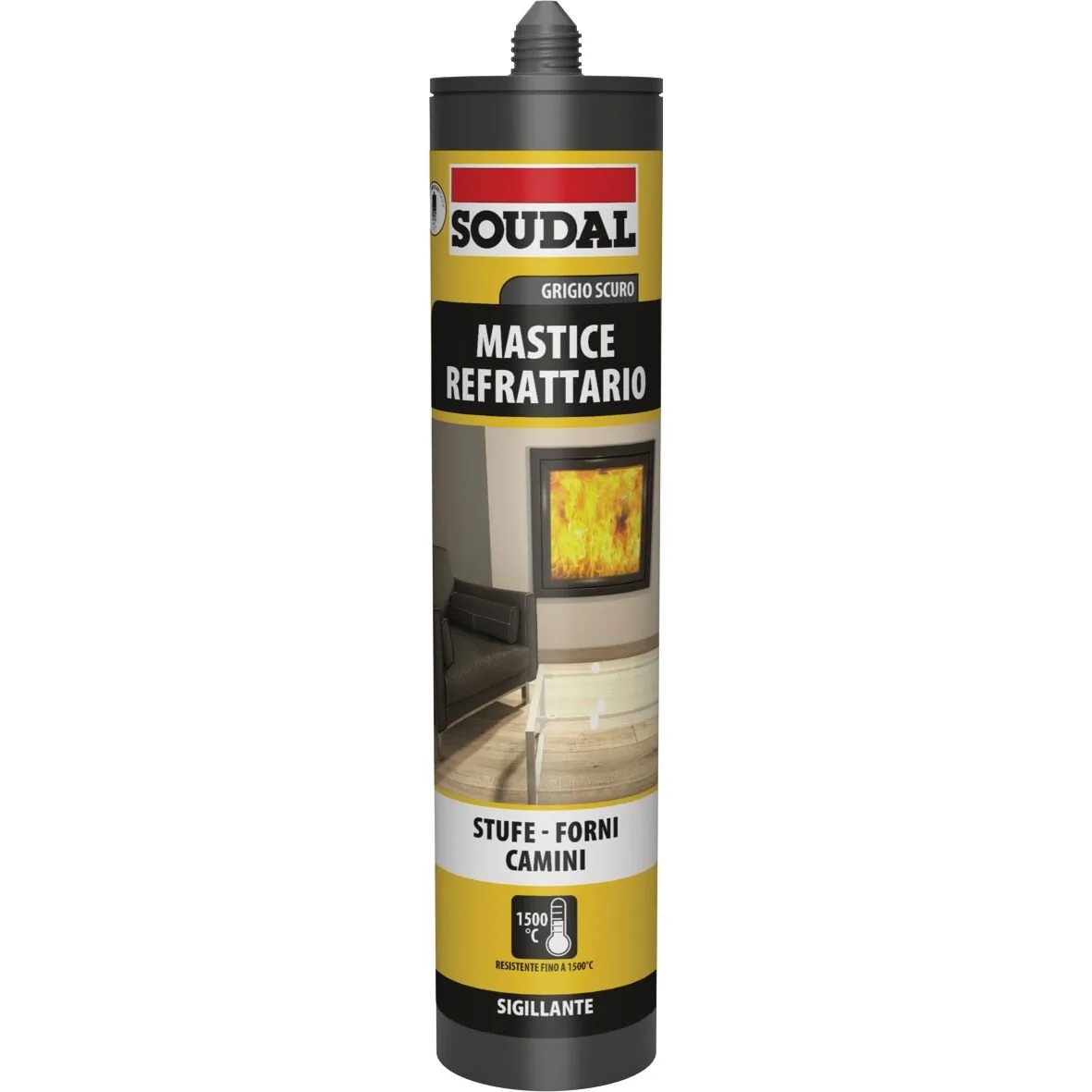 Soudal Mastice refrattario 1500 °C interni grigio scuro 290 ml
