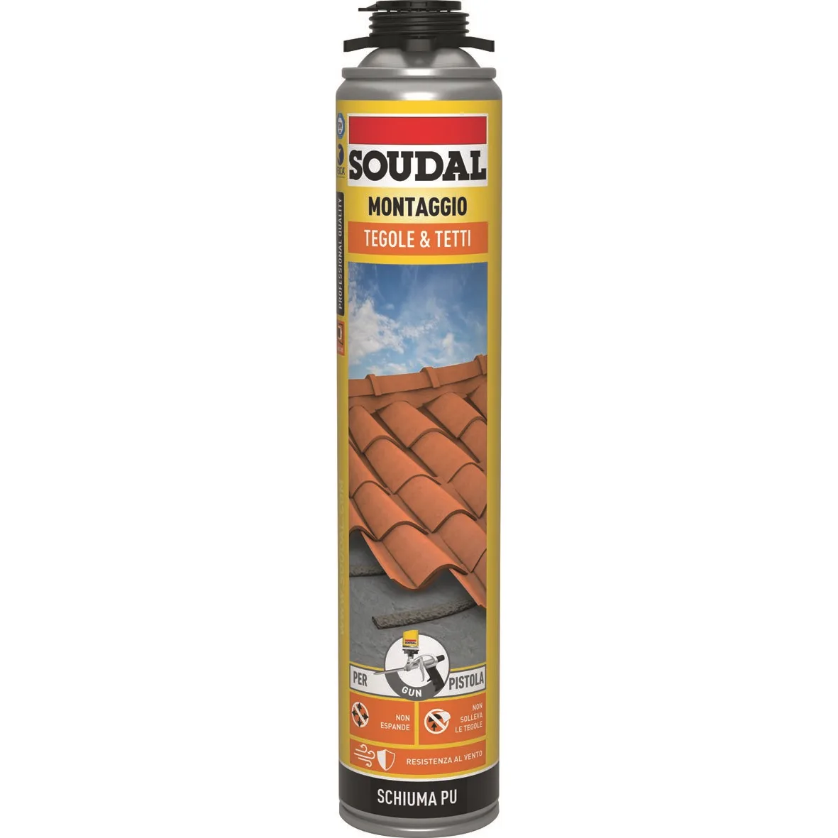 Soudal Schiuma adesiva per tegole e tetti a pistola grigio 750 ml